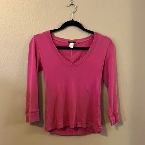 J. Crew 3/4 Sleeve Pink V-neck 100% Cotton Top XS